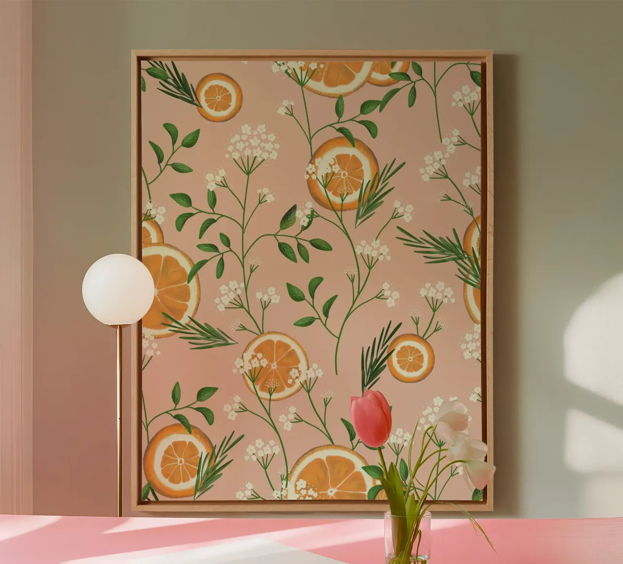 Elderflowers and Oranges Pattern canvas by anisillustration