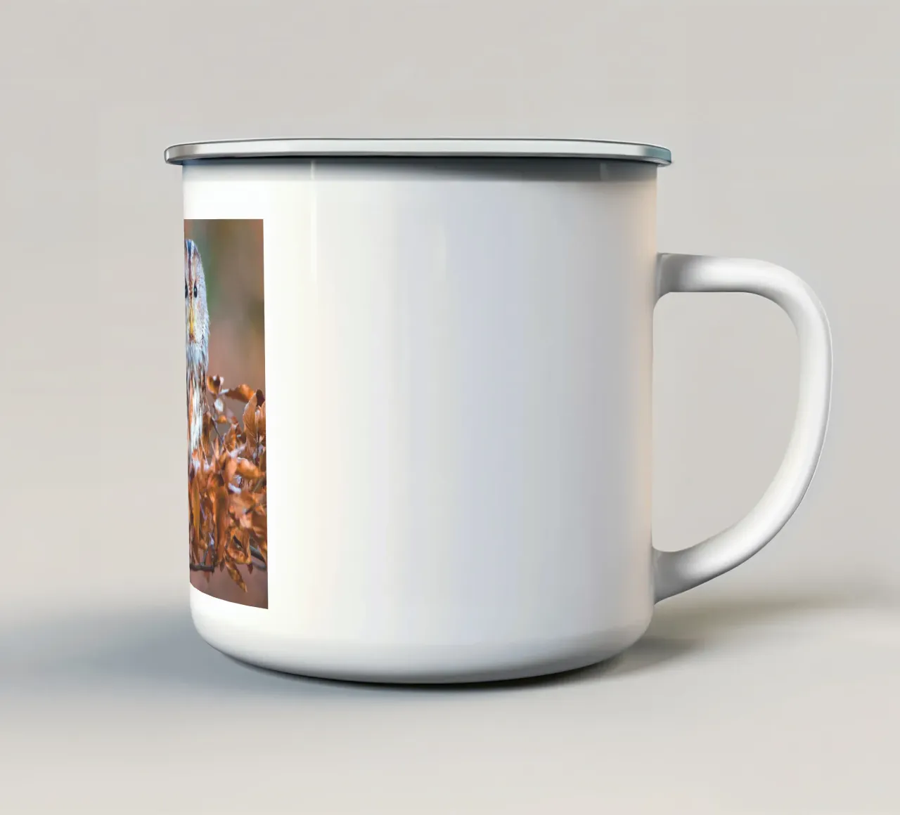 Piccolo gufo tazza in smalto da Dave Hare Photography