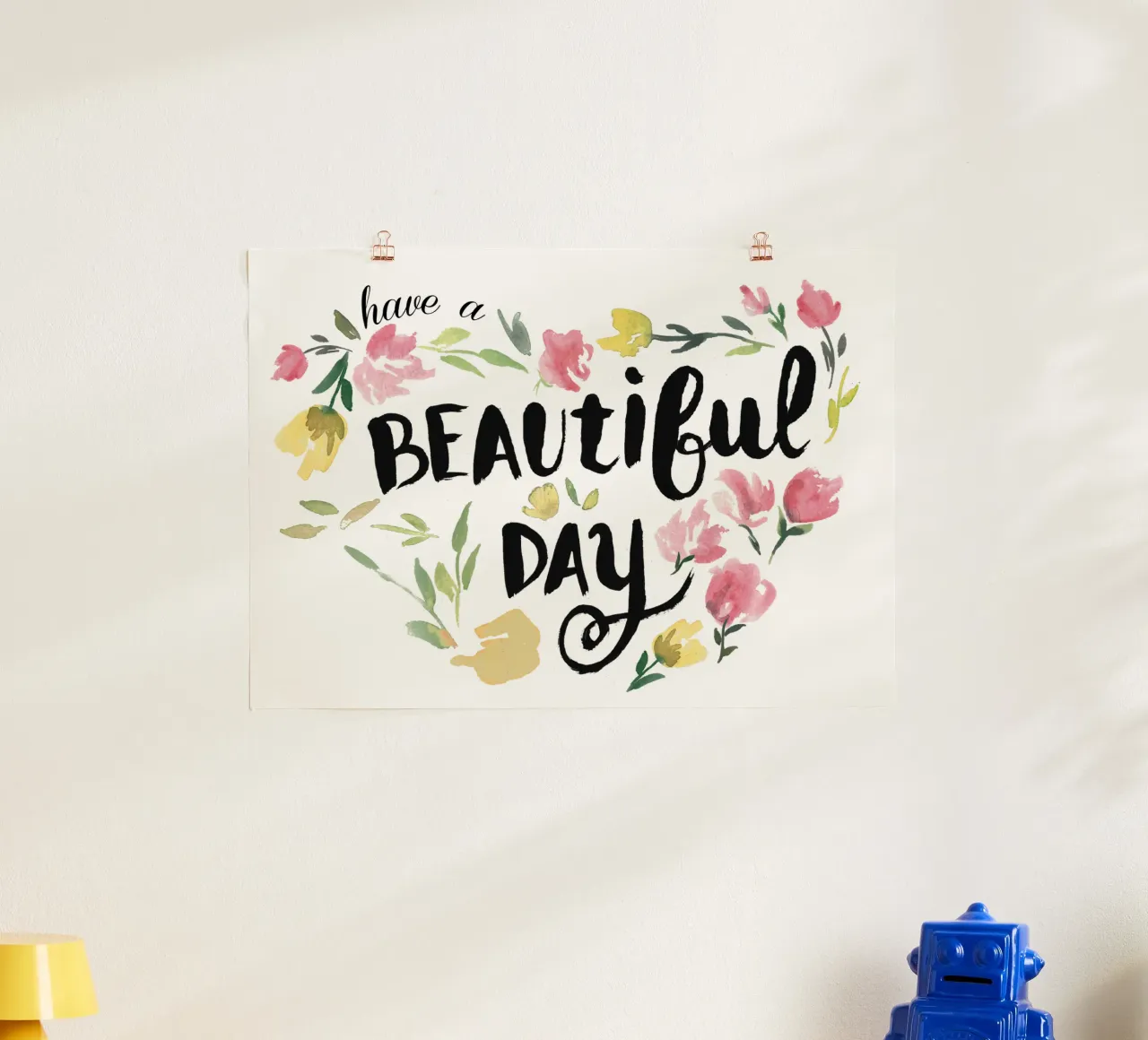 Have a beautiful day poster con telaio in legno da anisillustration