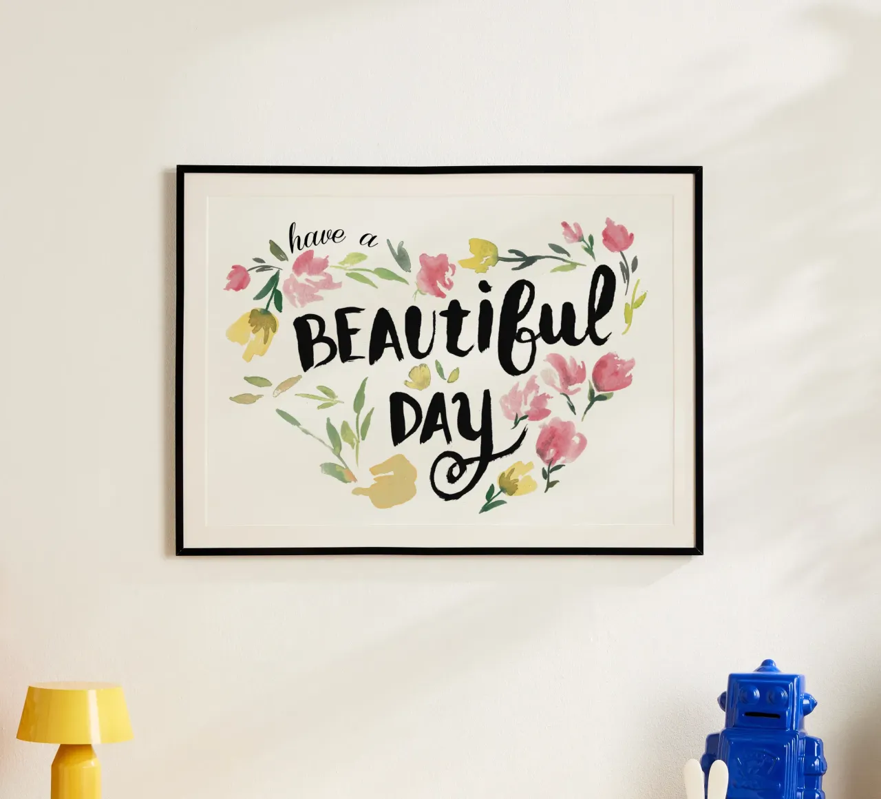 Have a beautiful day poster con telaio in legno da anisillustration