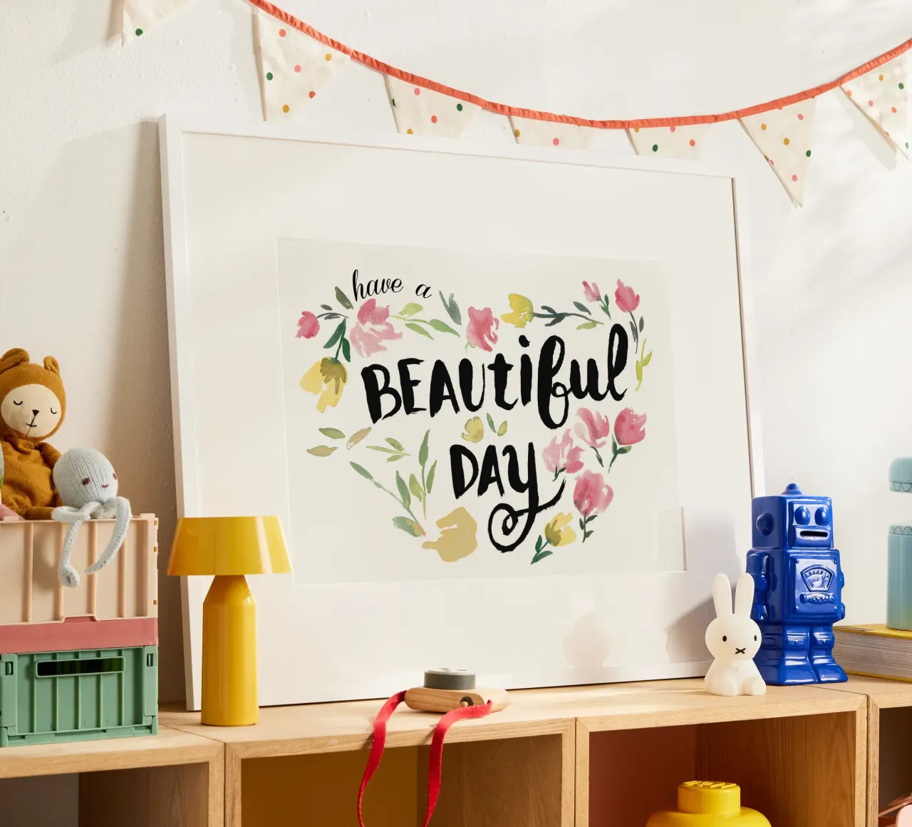Have a beautiful day poster con telaio in legno da anisillustration