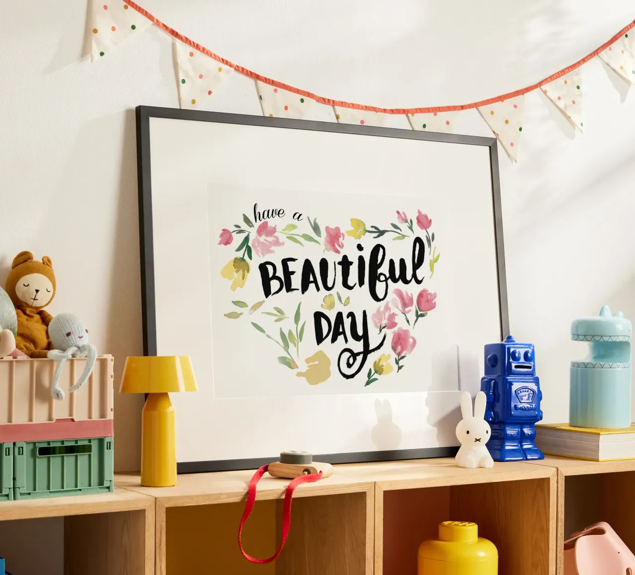 Have a beautiful day poster con telaio in legno da anisillustration