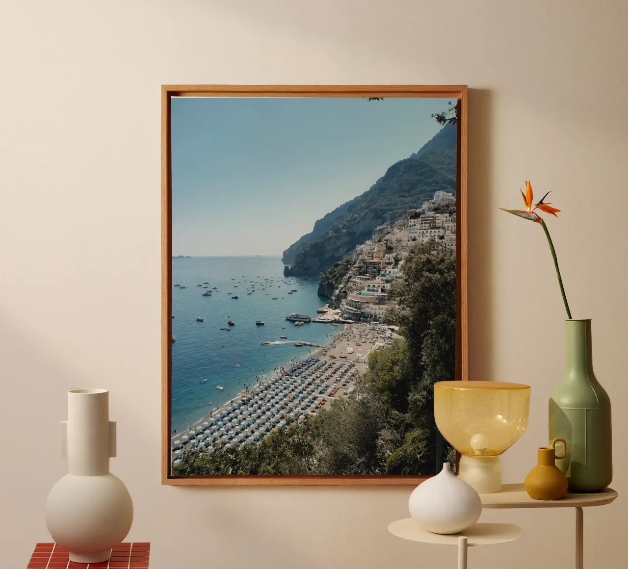 Positano Panoramic View Photography tela con Cornice a cassetta da Les Meravelles