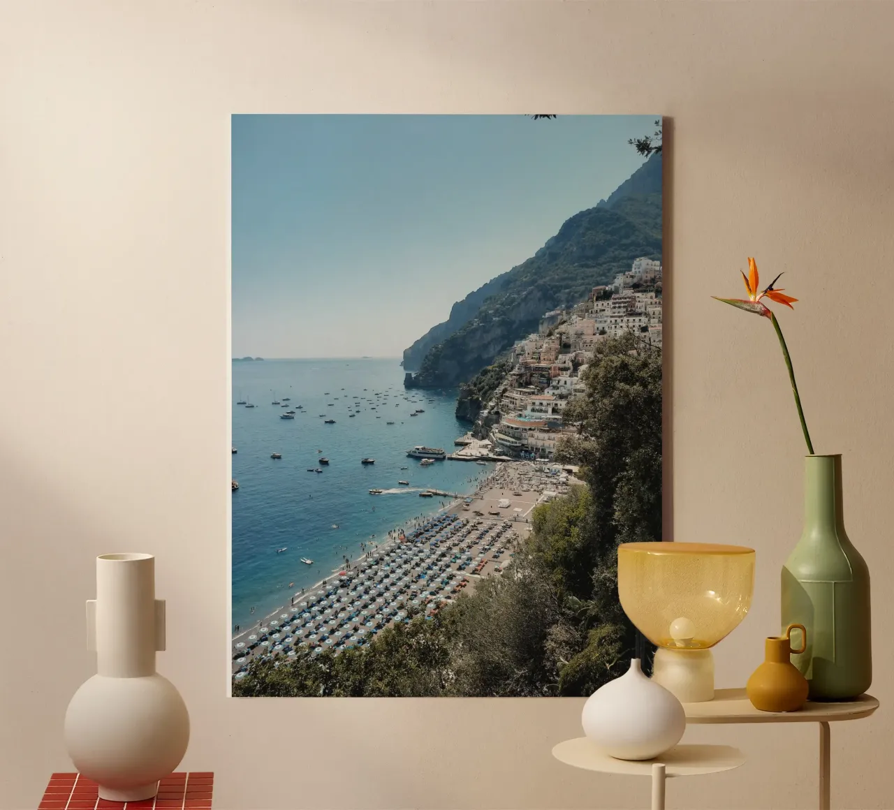 Positano Panoramic View Photography tela con Cornice a cassetta da Les Meravelles