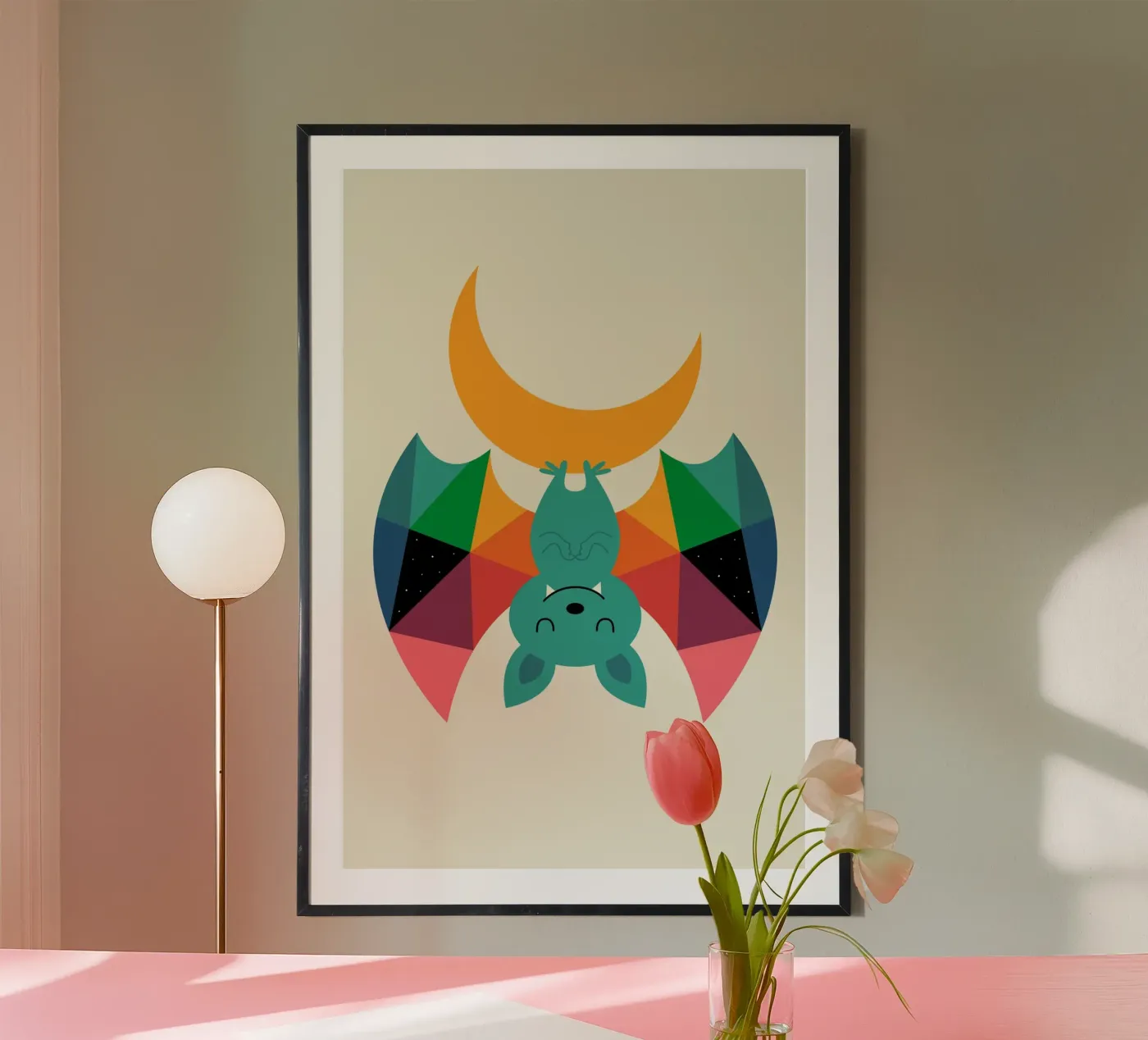 Moon Child Poster mit Holzrahmen von Andy Westface