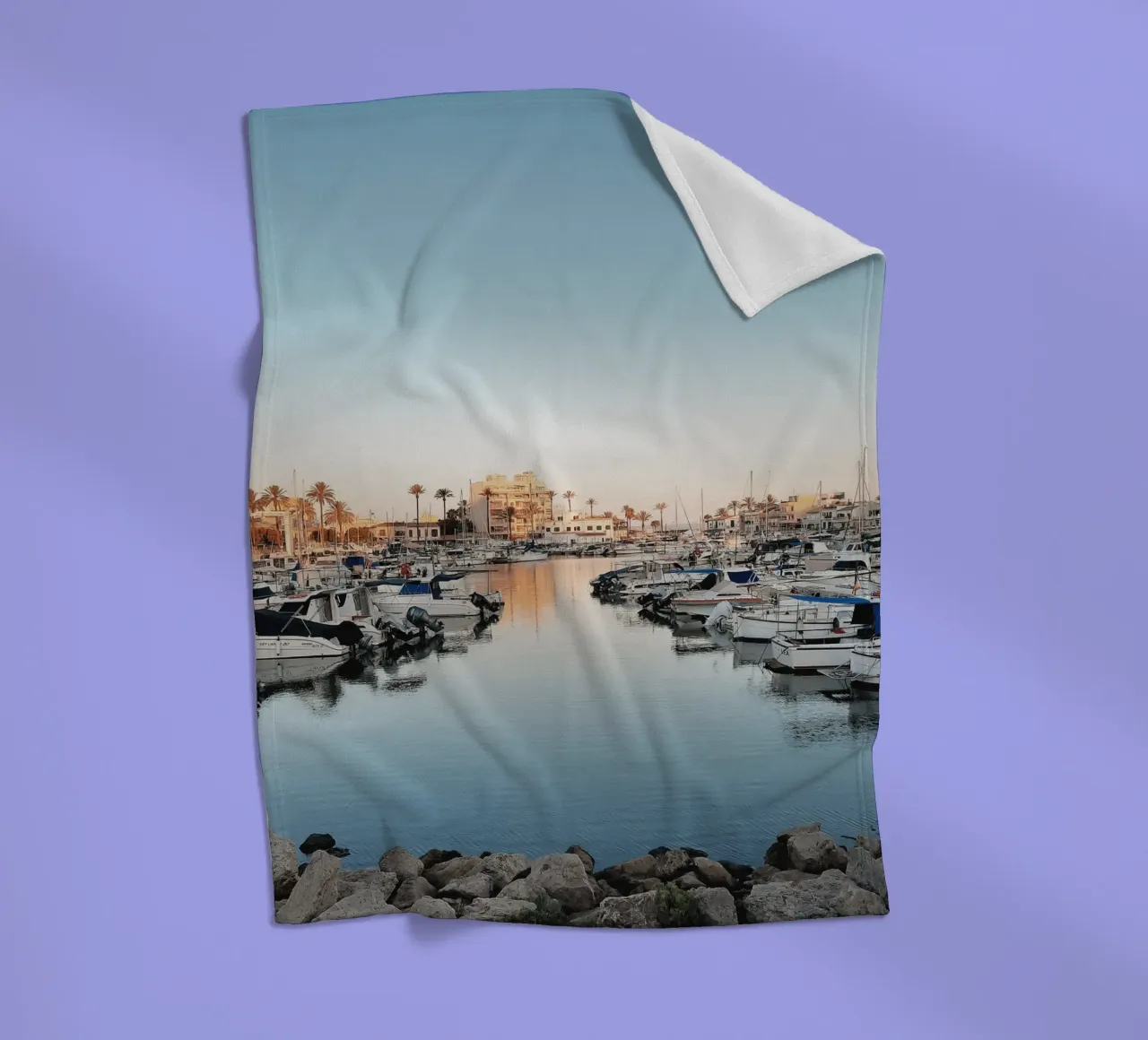 Sunset in a Mediterranean Port - Photography coperta in pile da Les Meravelles