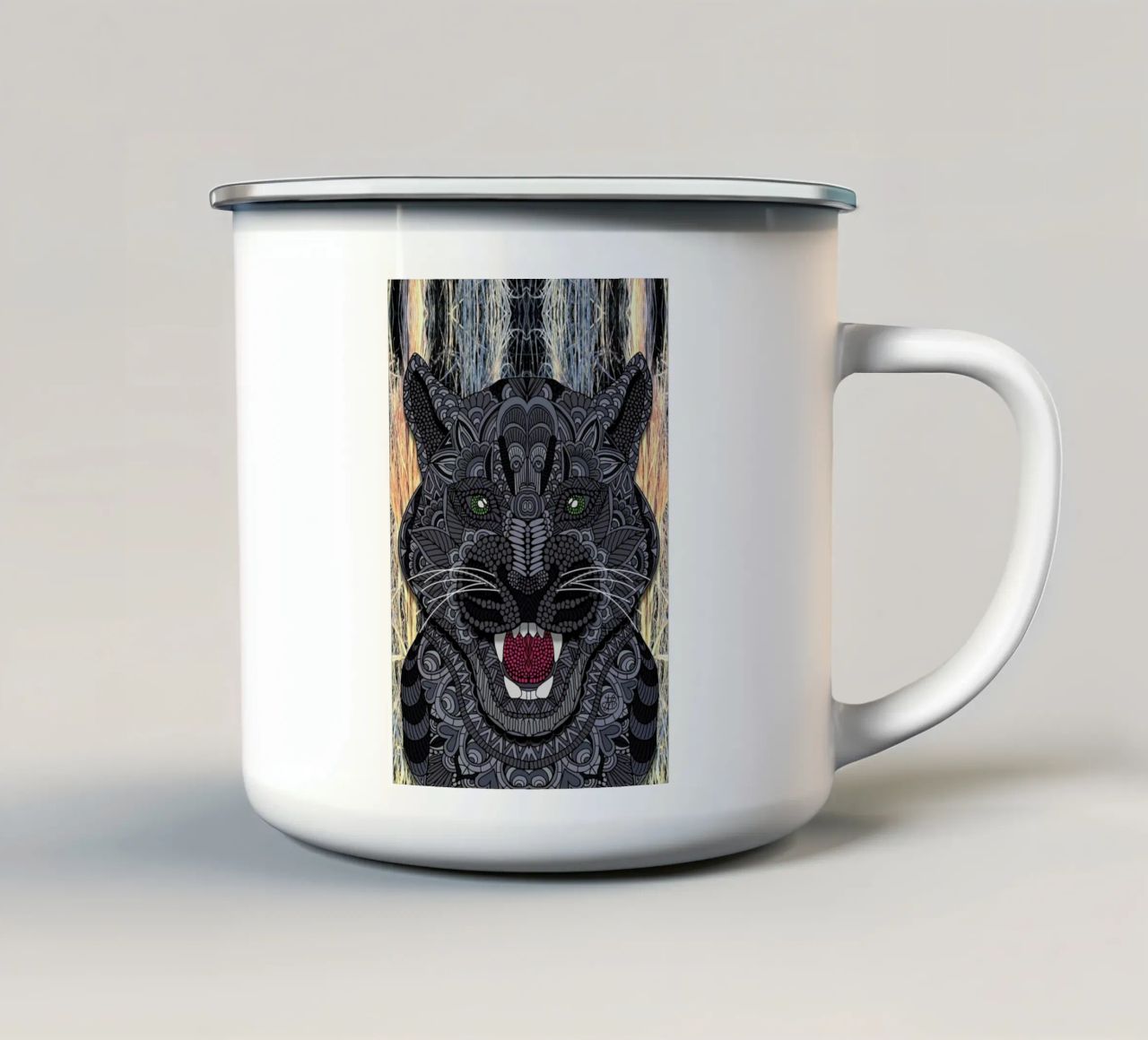 Panther tazza in smalto da Angelika Parker