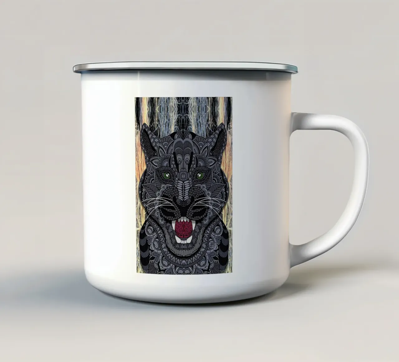 Panther taza de esmalte de Angelika Parker