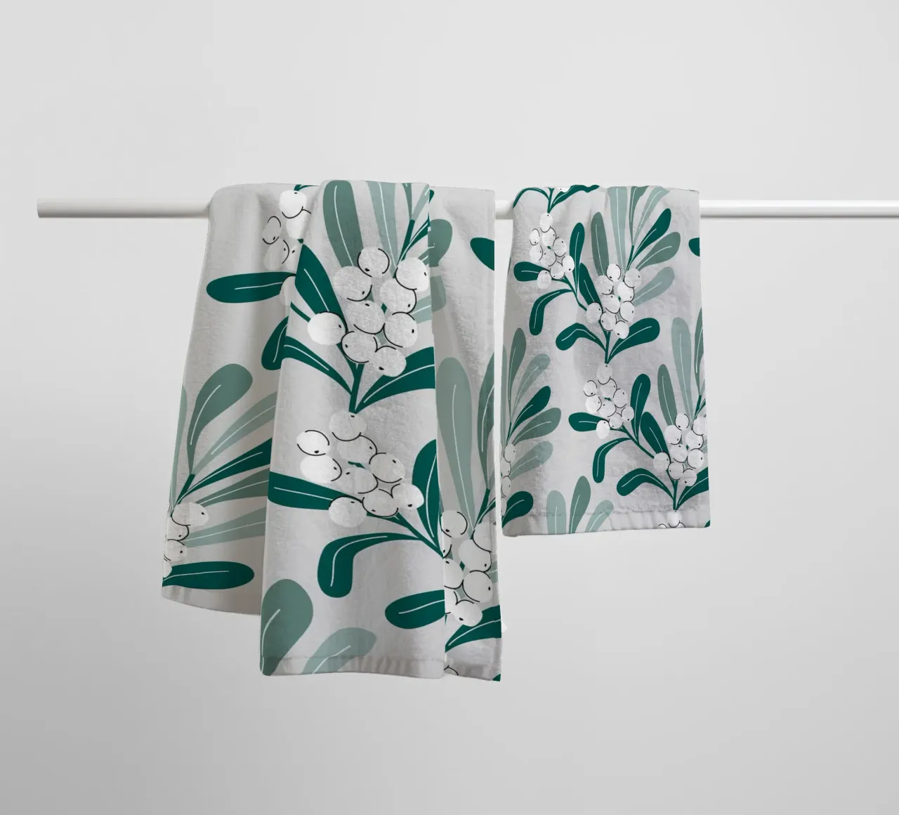 Mistletoe Branch Christmas Pattern asciugamano da bagno da anisillustration