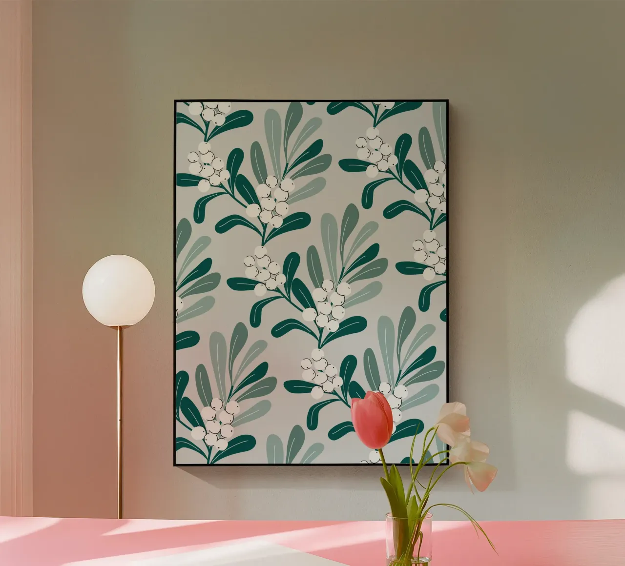 Mistletoe Branch Christmas Pattern plexiglass da anisillustration