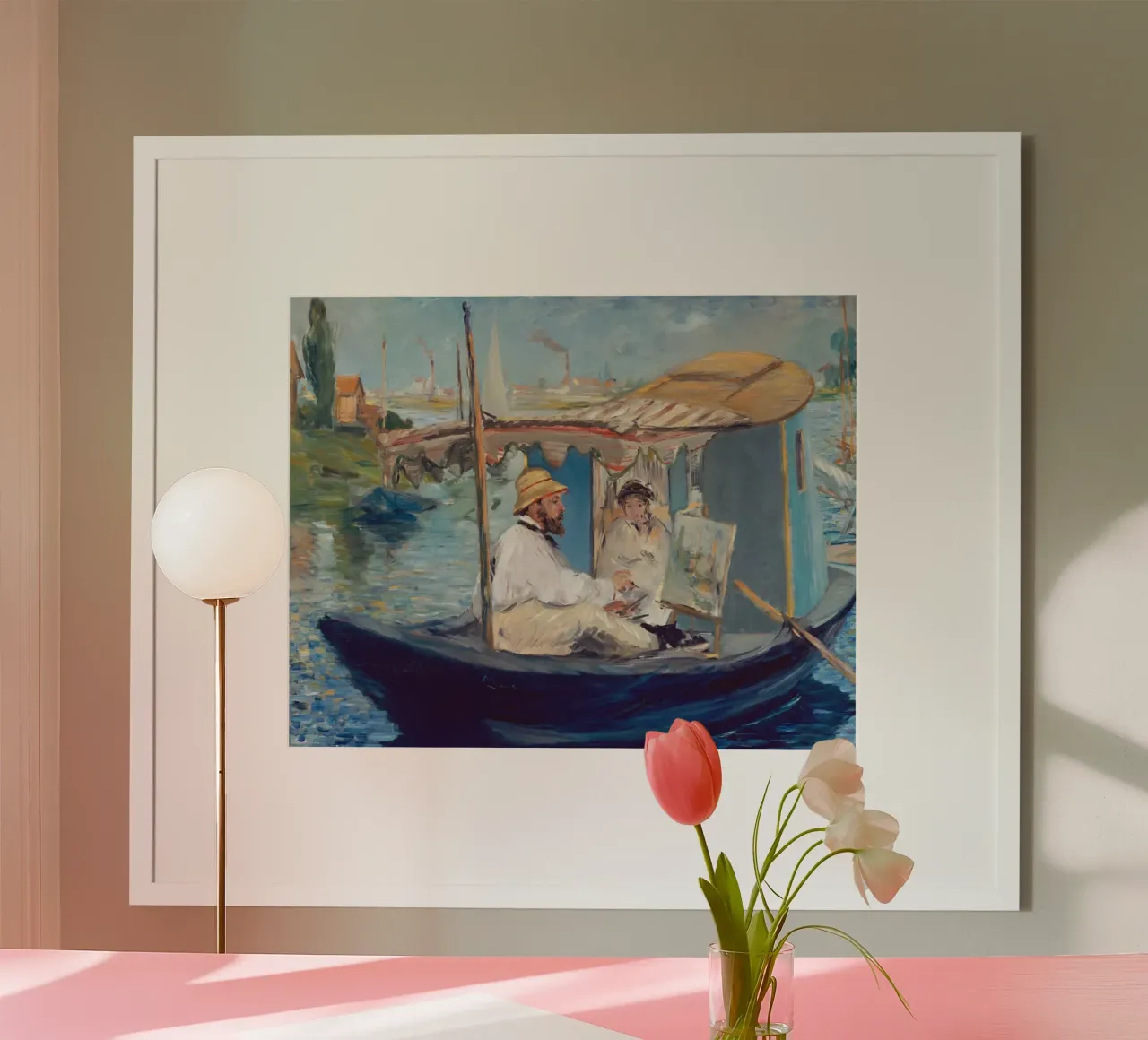Manet - La barca poster con telaio in alluminio da ARTOTHEK
