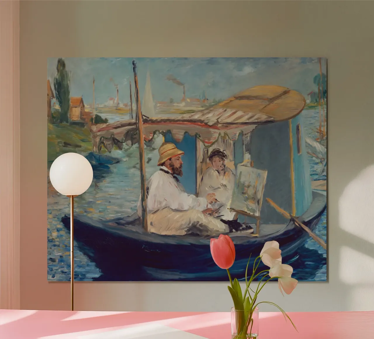 Manet - La barca poster con telaio in alluminio da ARTOTHEK
