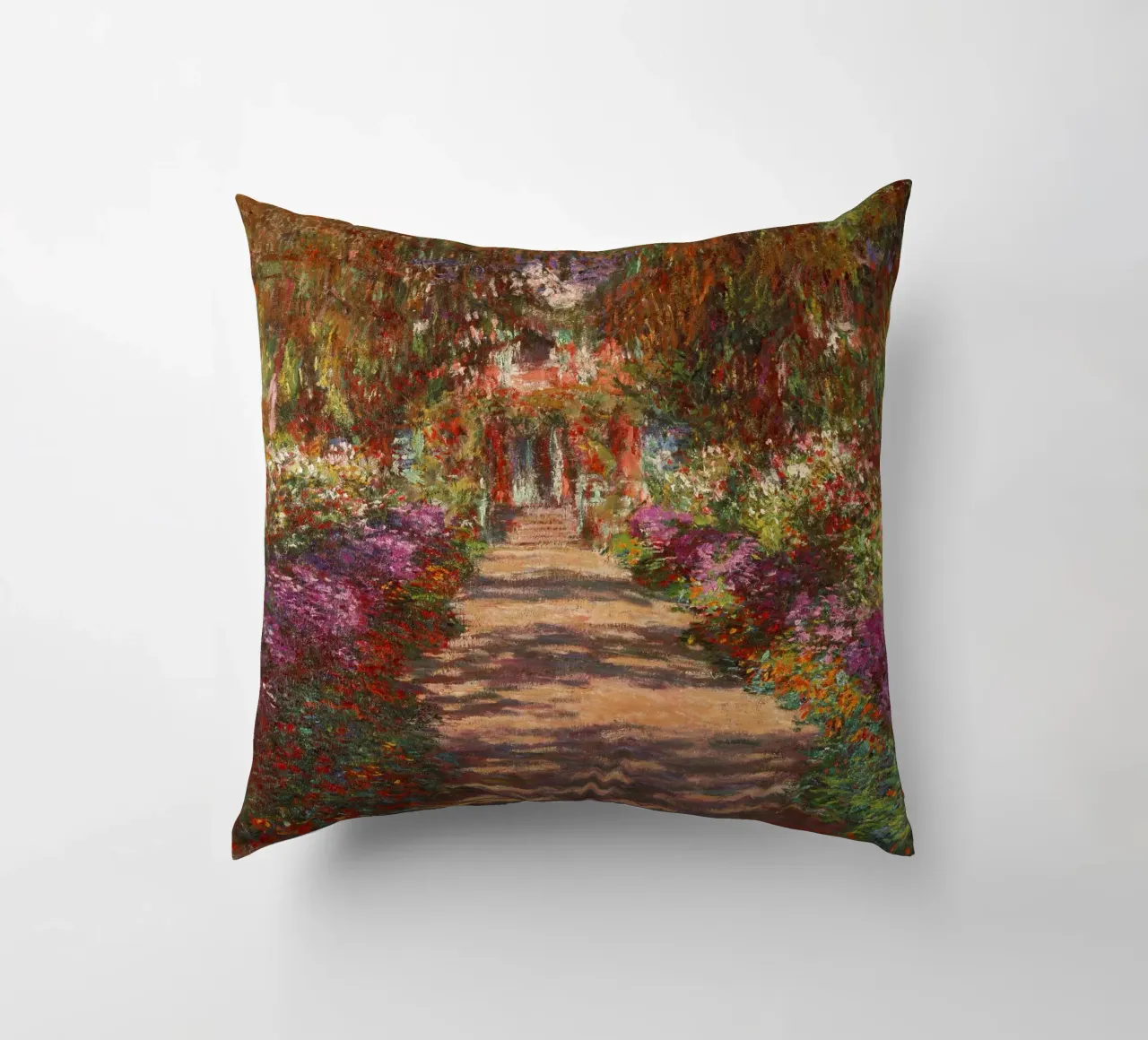 Monet - Path in Monet's garden in Giverny decorative cushion by ARTOTHEK
