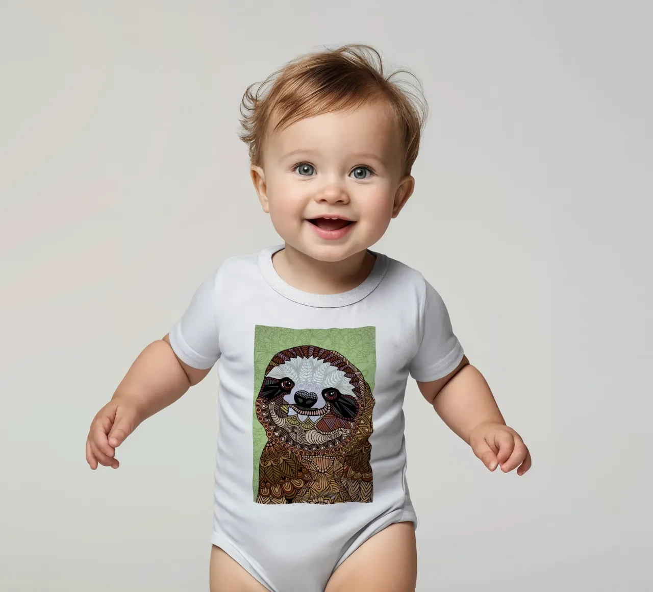 Smiling Sloth body neonato maniche corte da Angelika Parker
