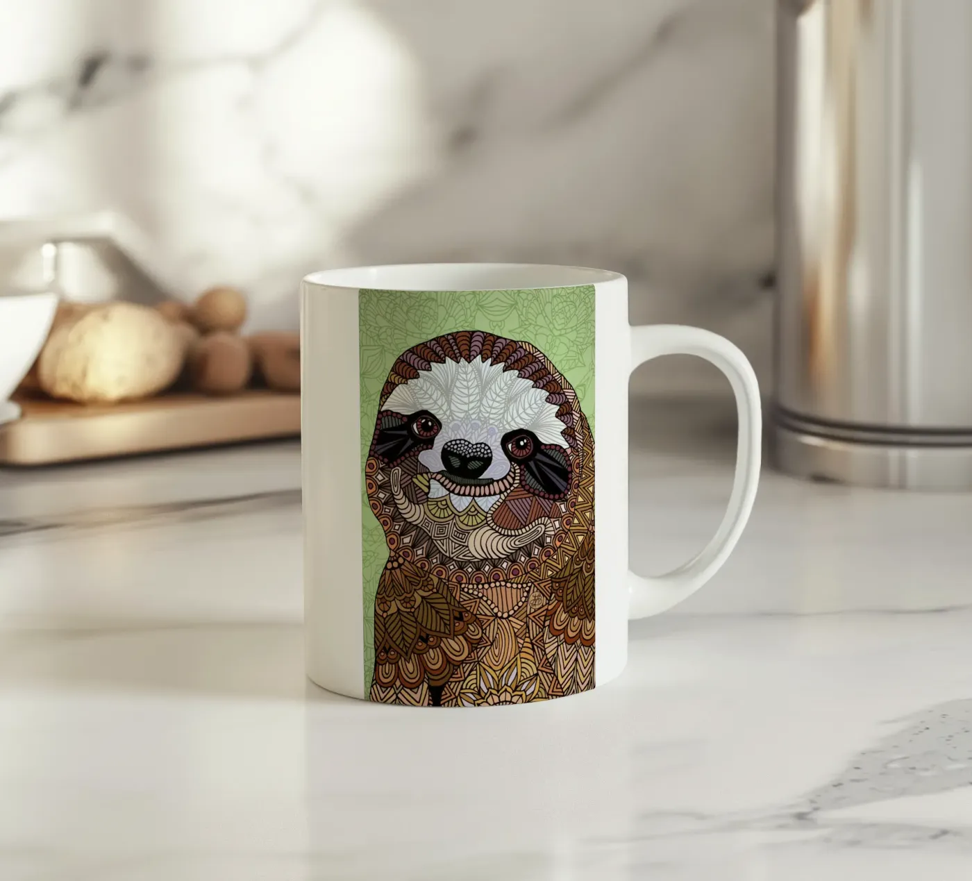 Smiling Sloth ceramic mug by Angelika Parker