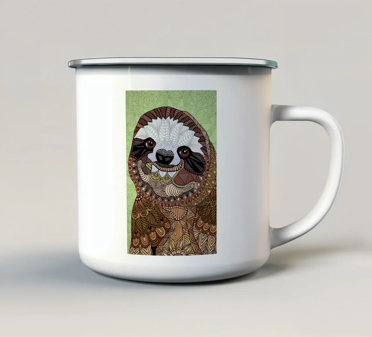 Smiling Sloth enamel mug by Angelika Parker