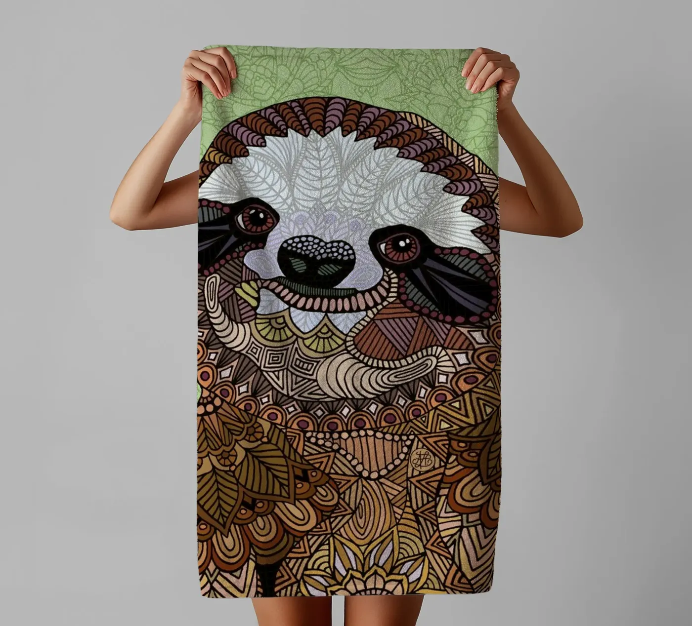 Smiling Sloth badhanddoek van Angelika Parker