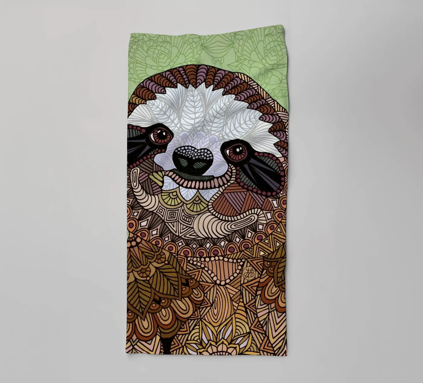 Smiling Sloth towel by Angelika Parker