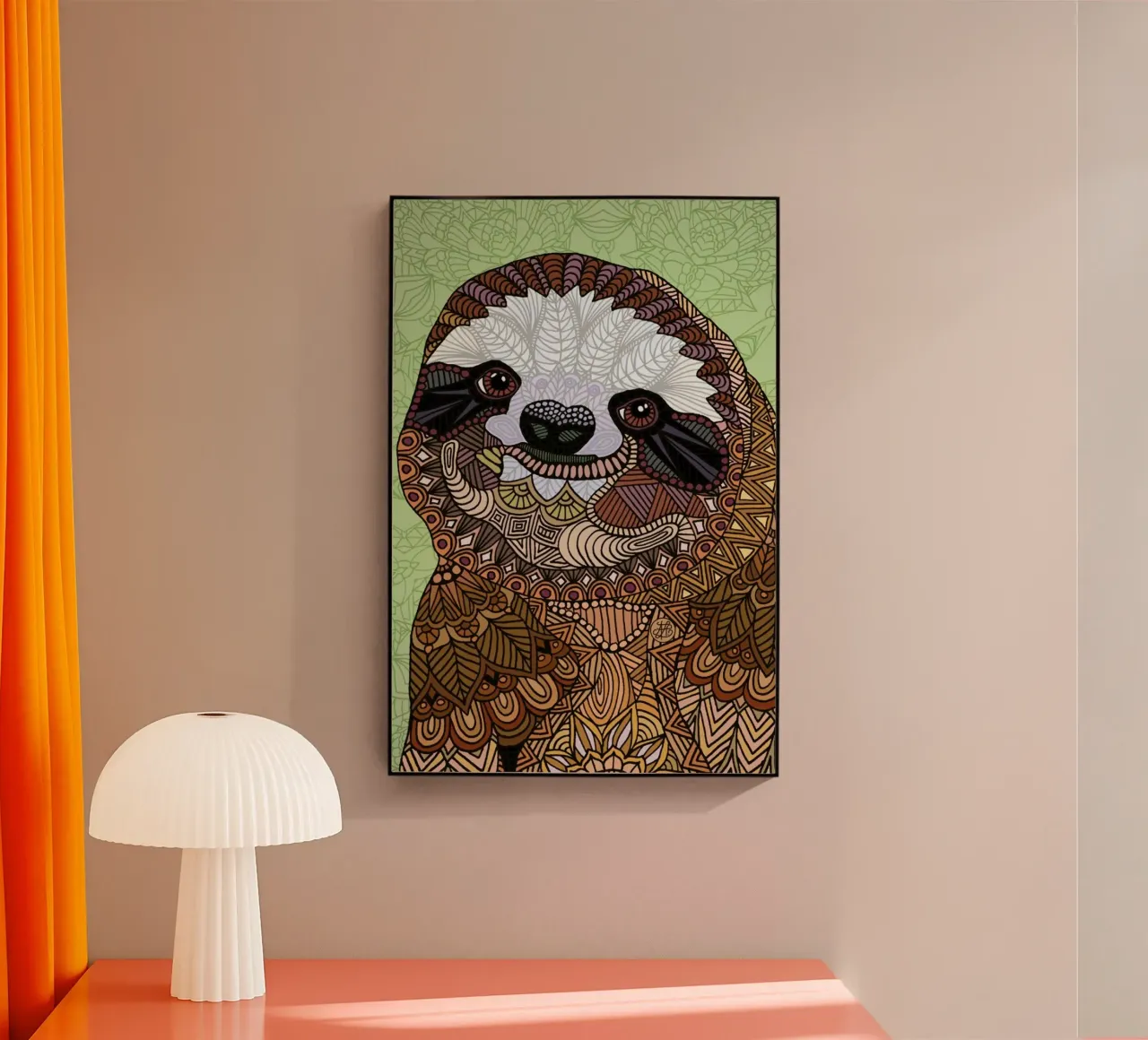 Smiling Sloth acrylic glass by Angelika Parker