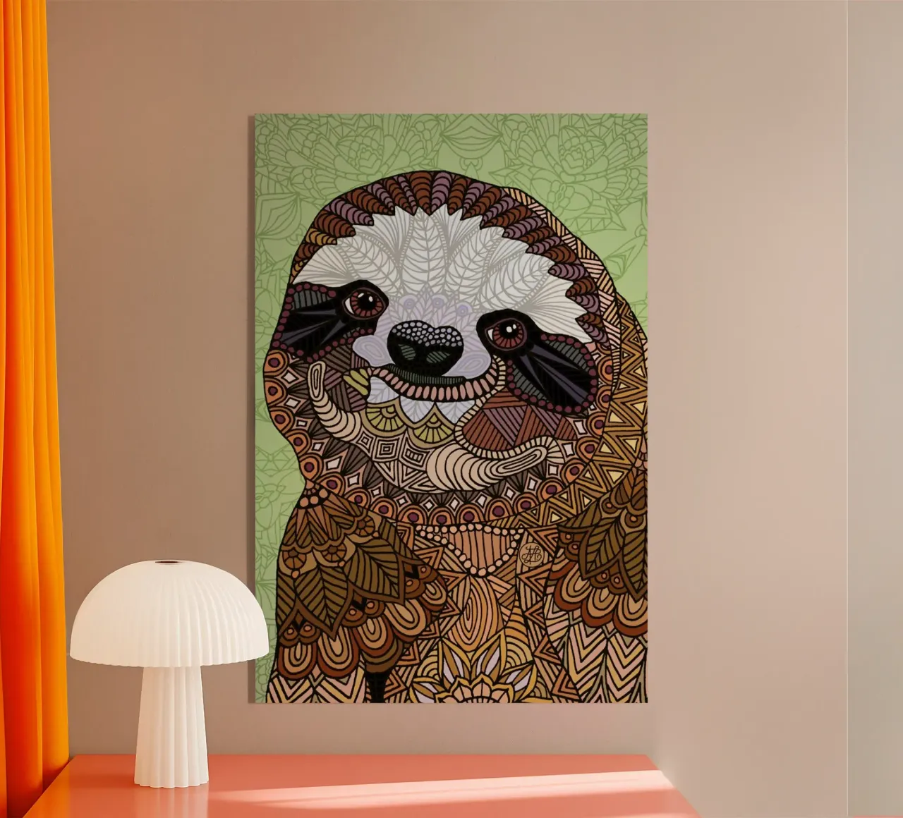 Smiling Sloth acrylic glass by Angelika Parker