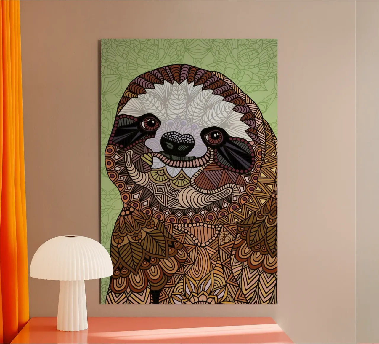 Smiling Sloth alluminio dibond da Angelika Parker