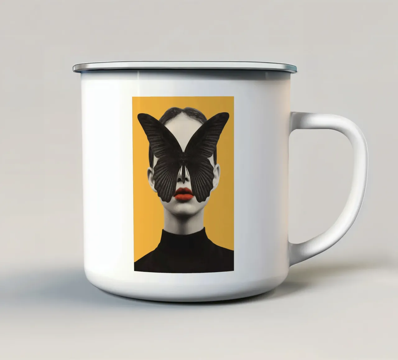FARFALLA NERA 2 tazza in smalto da dada22