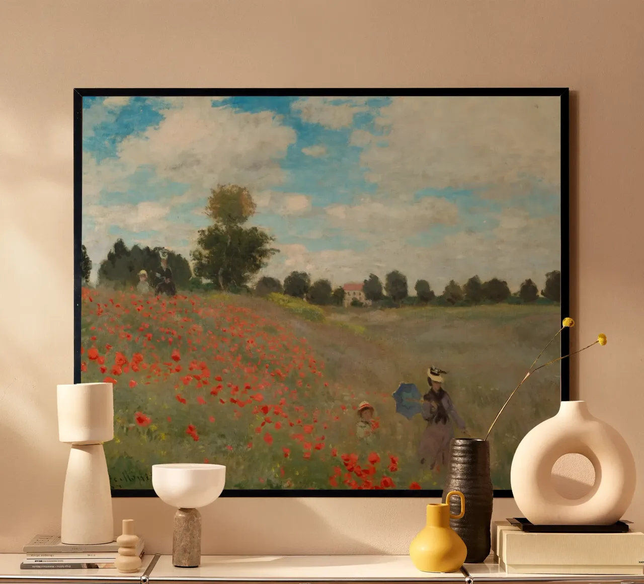 Monet - Wilde Mohnblumen, in der Nähe von Argenteuil Poster mit Aluminium Rahmen von ARTOTHEK