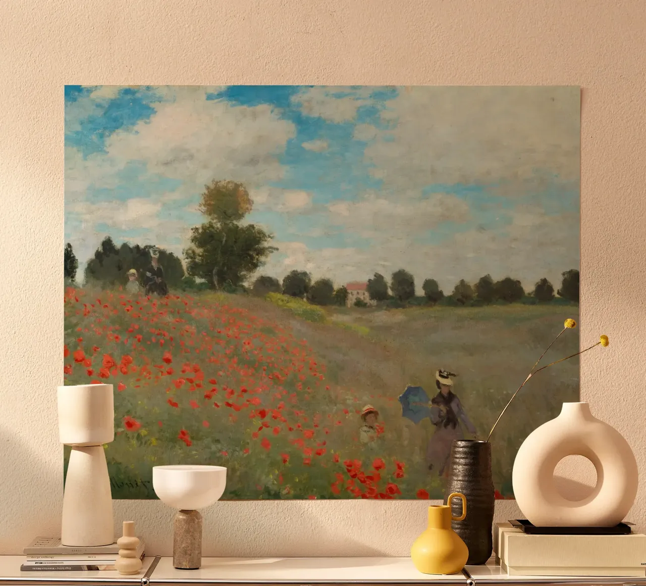 Monet - Wilde Mohnblumen, in der Nähe von Argenteuil Poster mit Aluminium Rahmen von ARTOTHEK