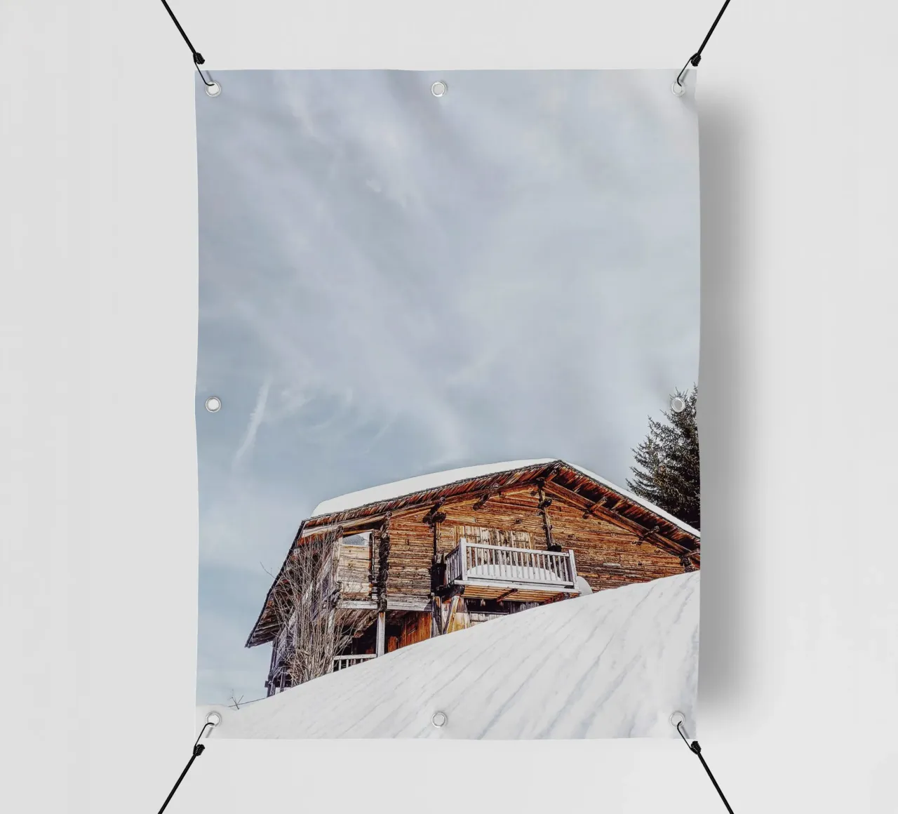 Casa rustica invernale - Rifugio alpino nella neve telo in pvc da Whole©