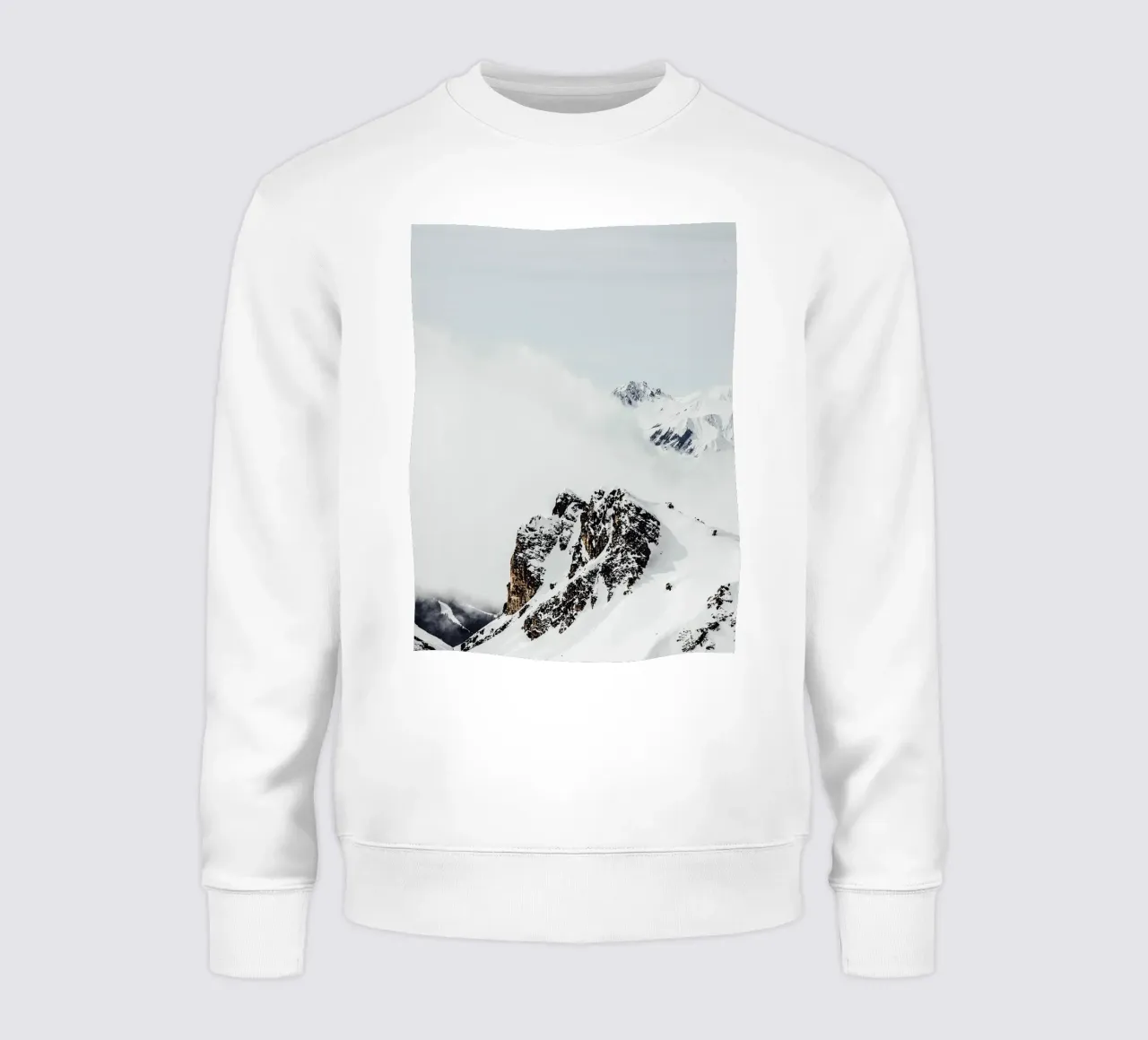 Snow-covered mountain peaks - Minimalist nature photography sweatshirt by Whole©
