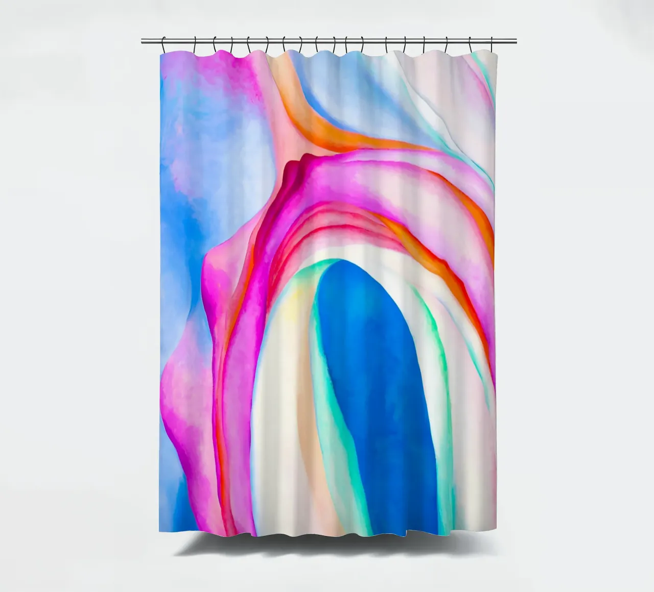 Georgia O'Keeffe - Music Pink and Blue, No. 2 shower curtain by Kinsley