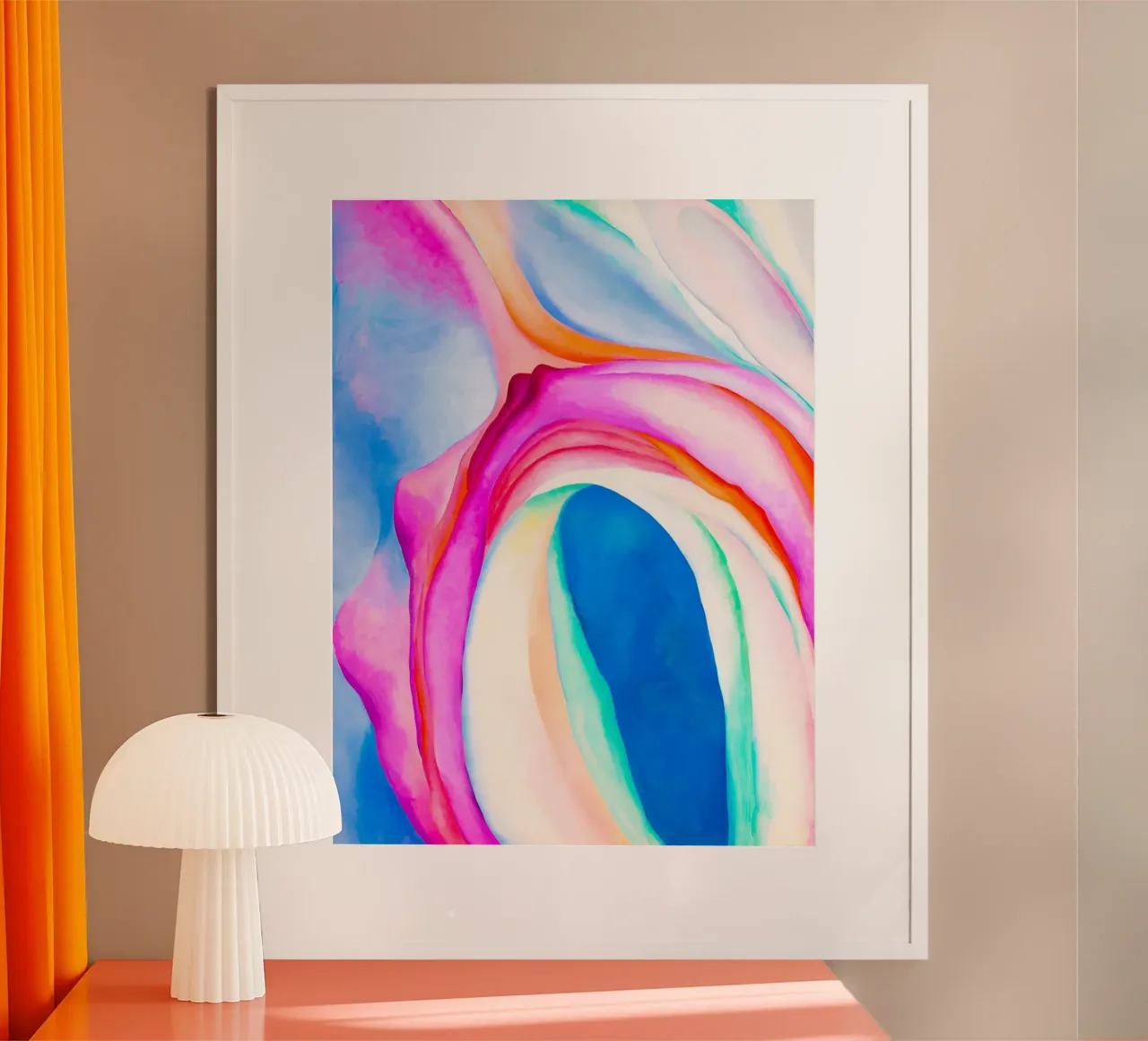Georgia O'Keeffe - Musica rosa e blu, n. 2 poster con telaio in legno da Kinsley