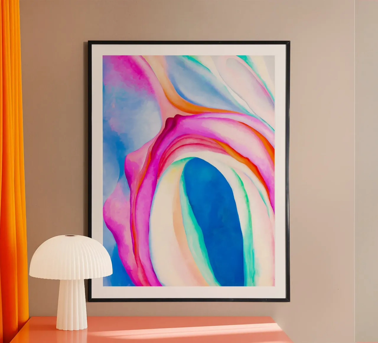 Georgia O'Keeffe - Musica rosa e blu, n. 2 poster con telaio in legno da Kinsley