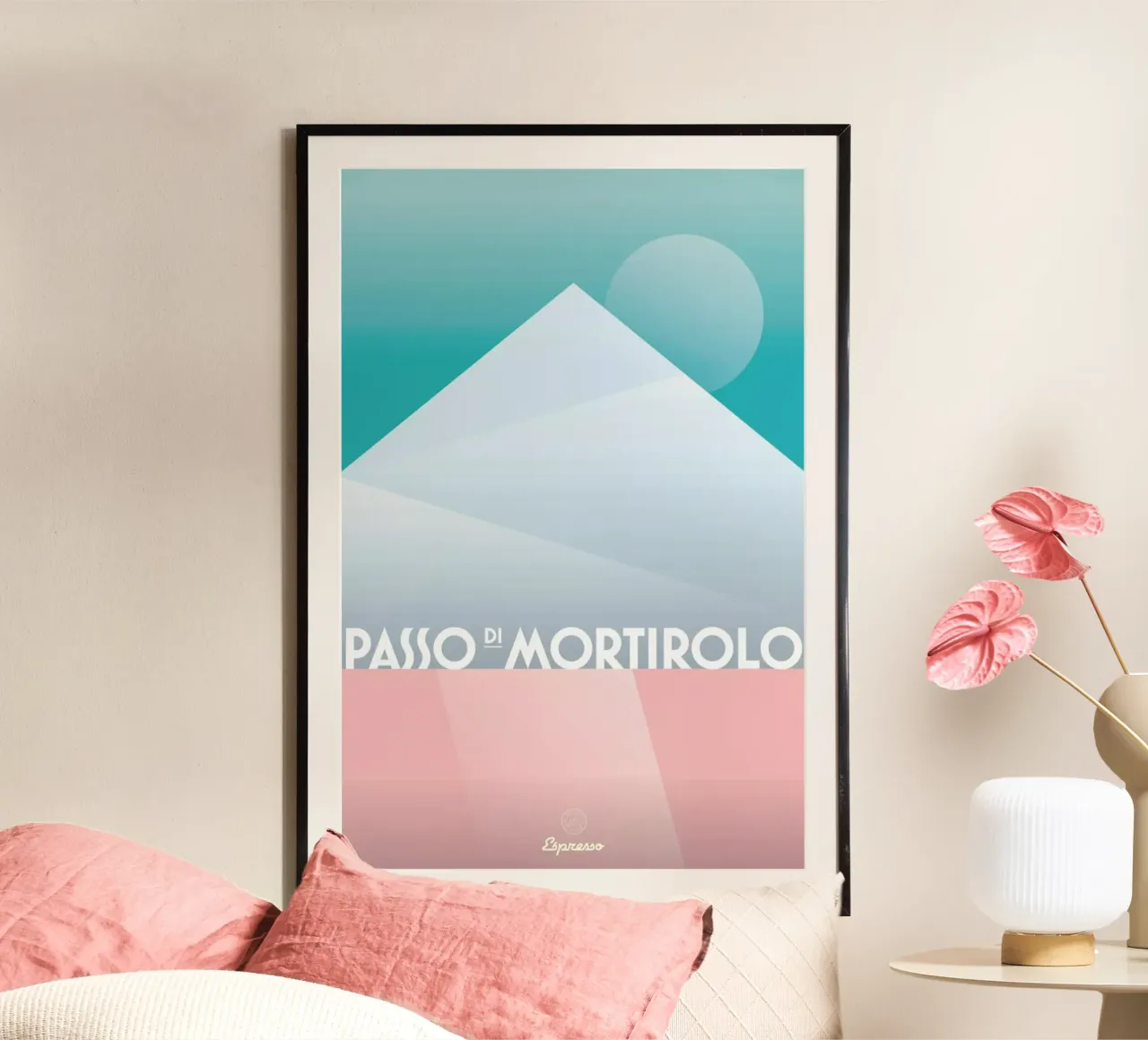 Passo di Mortirolo II poster con telaio in alluminio da Benjamin Andresen