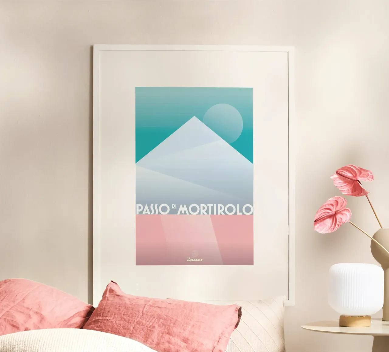 Passo di Mortirolo II poster con telaio in alluminio da Benjamin Andresen