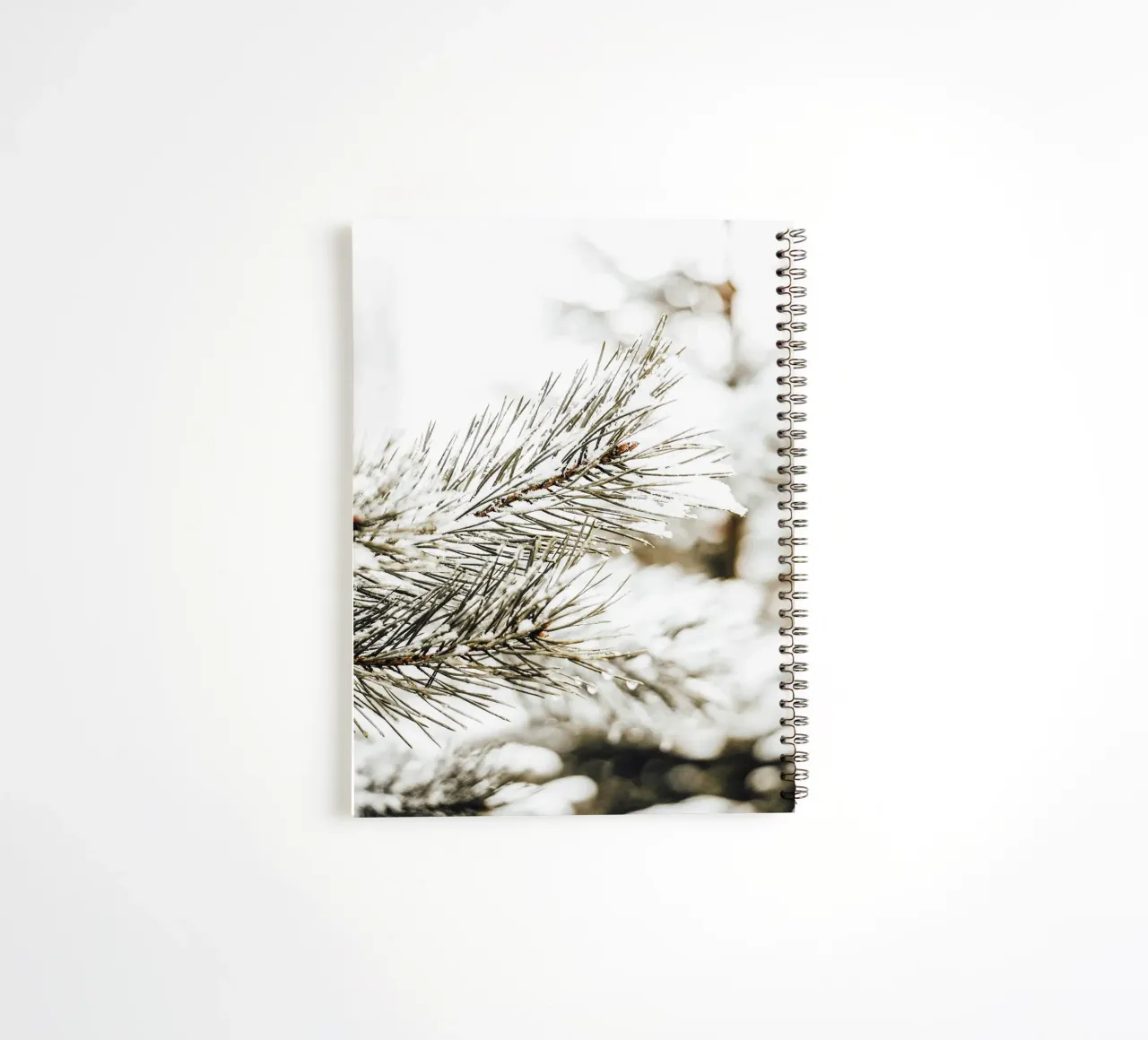 Snowy Fir Branch - Winter Botanical Art Print spiral notebook by Whole©