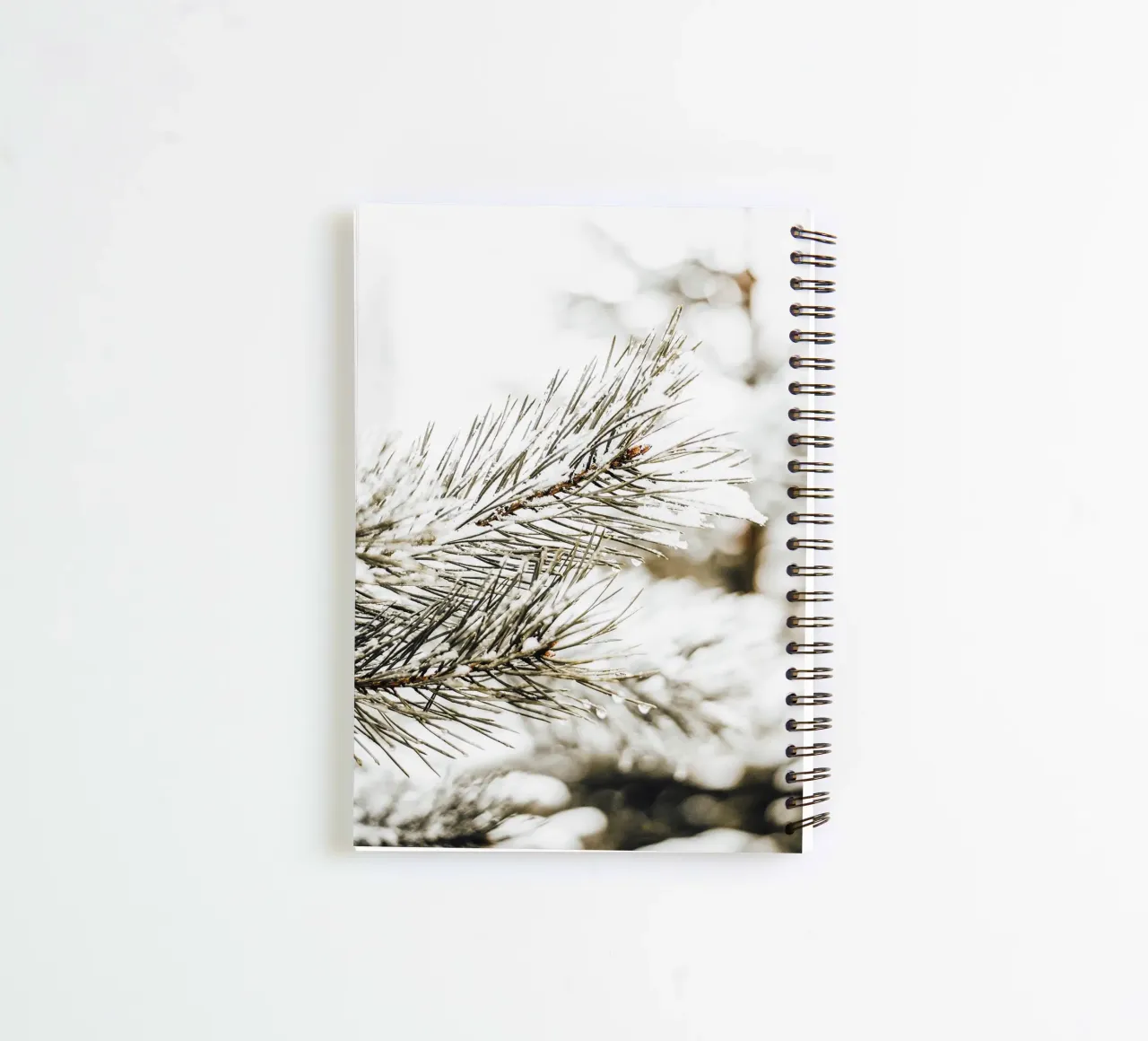 Snowy Fir Branch - Winter Botanical Art Print spiral notebook by Whole©
