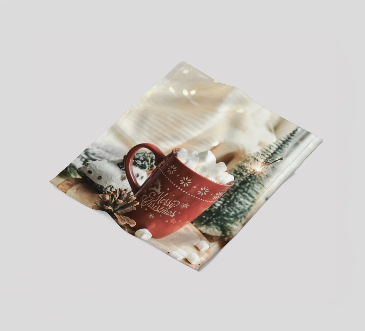 Kerstmok met marshmallows - Gezellige kerst Art Print fleecedeken van Whole©
