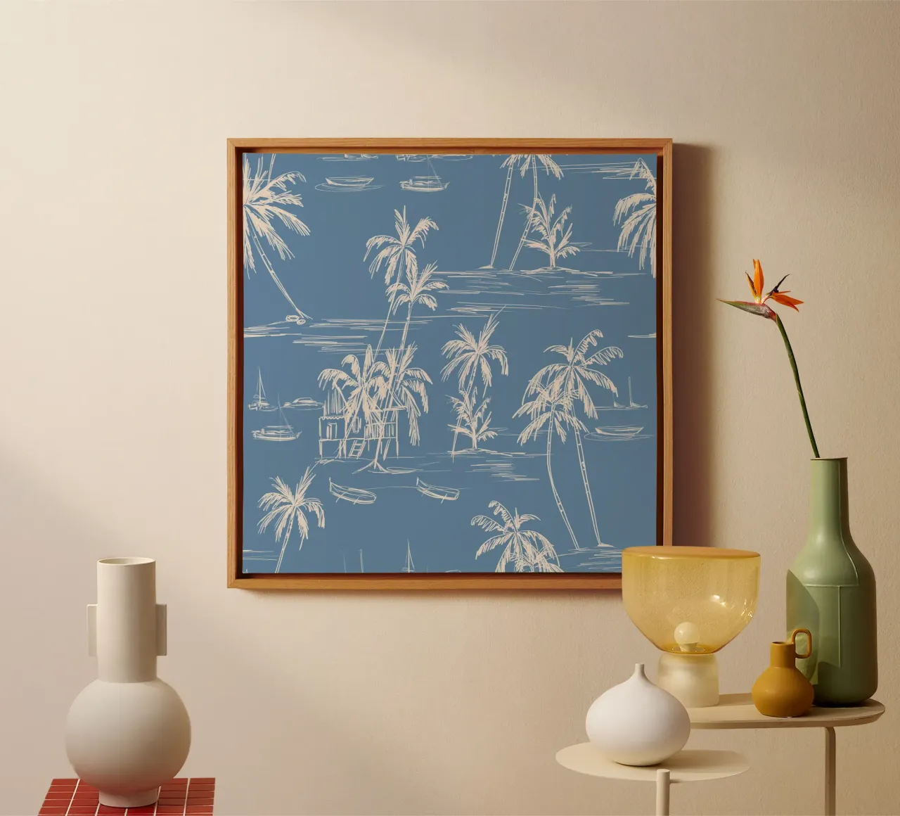 Tropical Beach Pattern tela con Cornice a cassetta da anisillustration