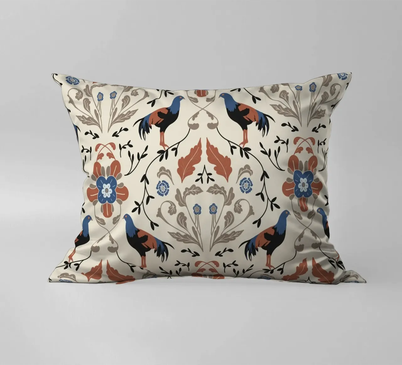 Bohemian Roosters Pattern cuscino da anisillustration