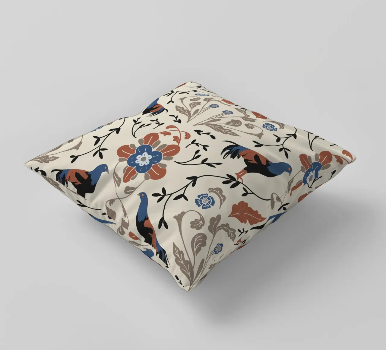 Bohemian Roosters Pattern cuscino da anisillustration