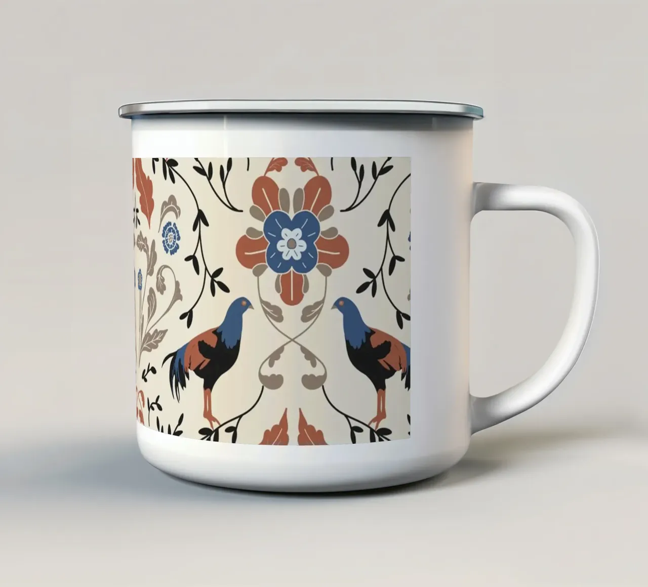 Bohemian Roosters Pattern emaille mok van anisillustration