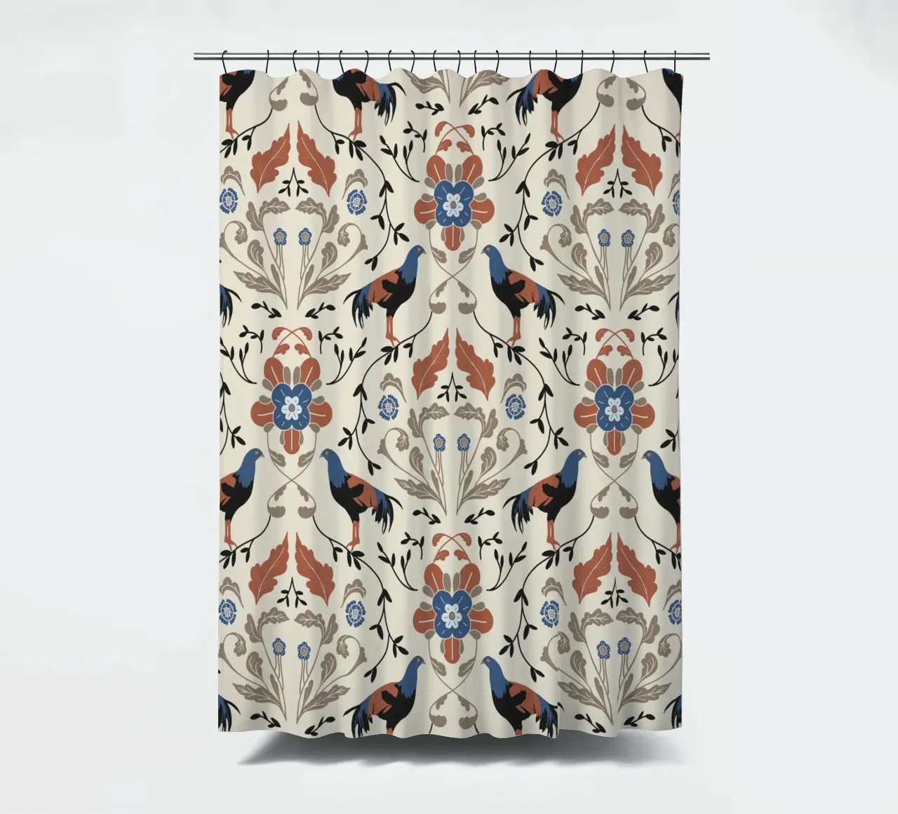 Bohemian Roosters Pattern tenda da doccia da anisillustration
