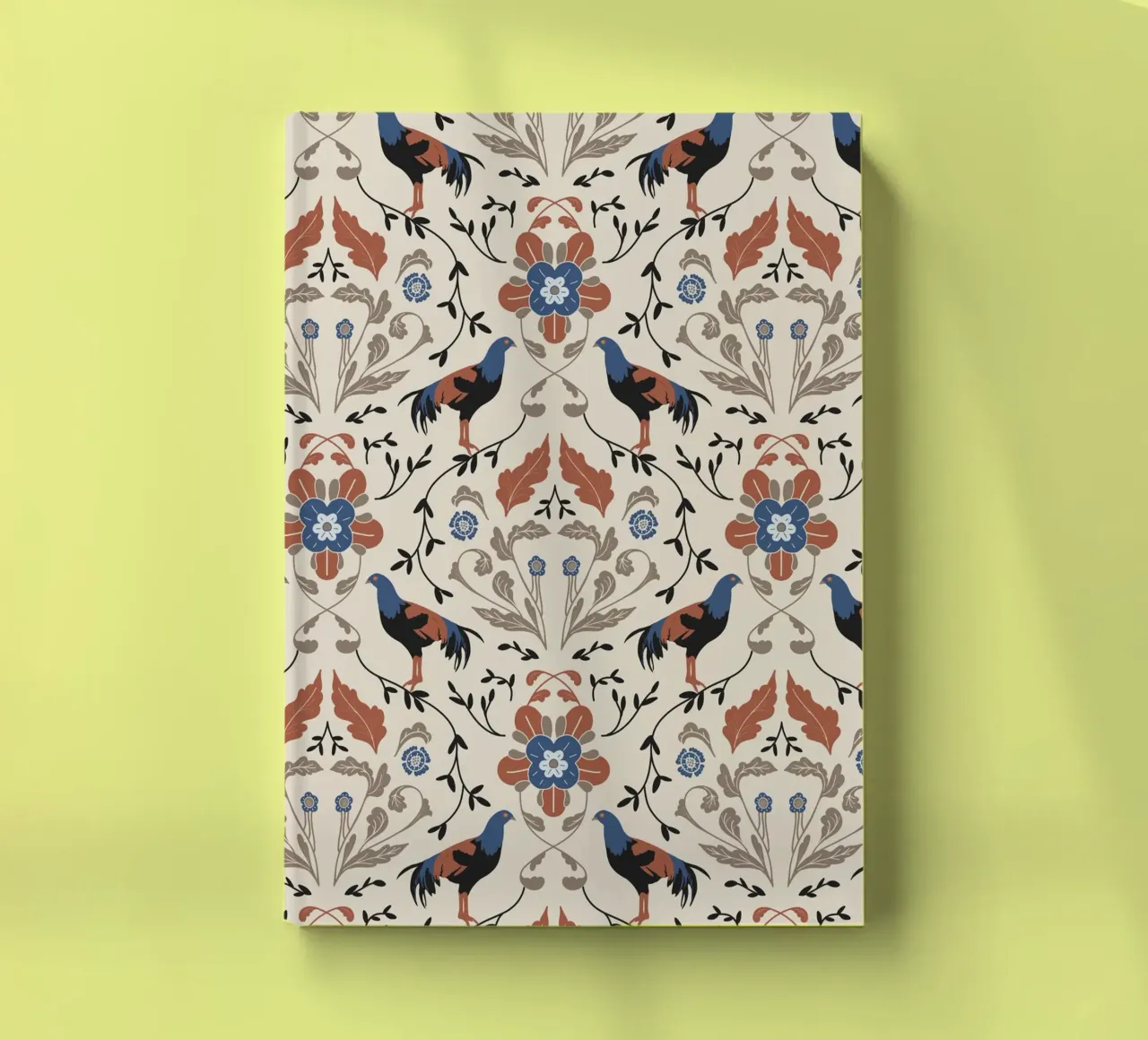 Bohemian Roosters Pattern notebook by anisillustration