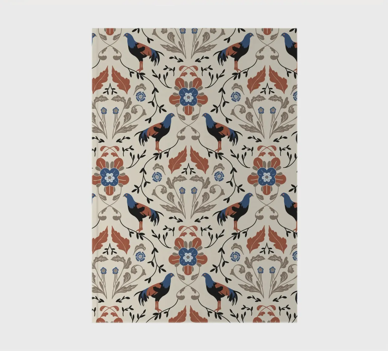 Bohemian Roosters Pattern notebook by anisillustration