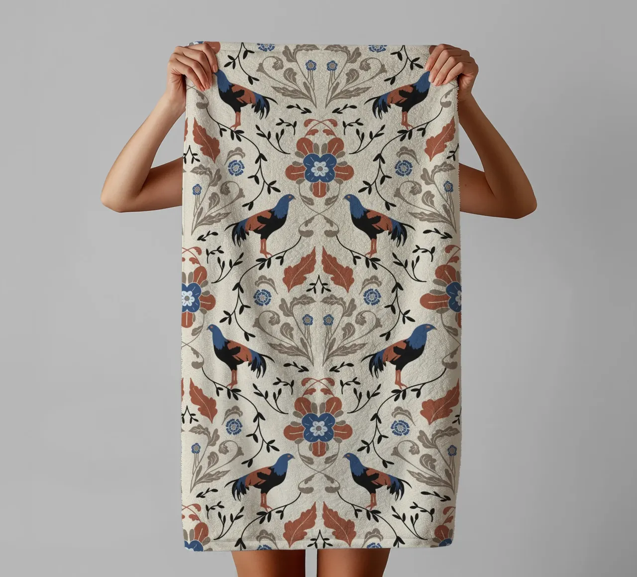 Bohemian Roosters Pattern asciugamano da bagno da anisillustration