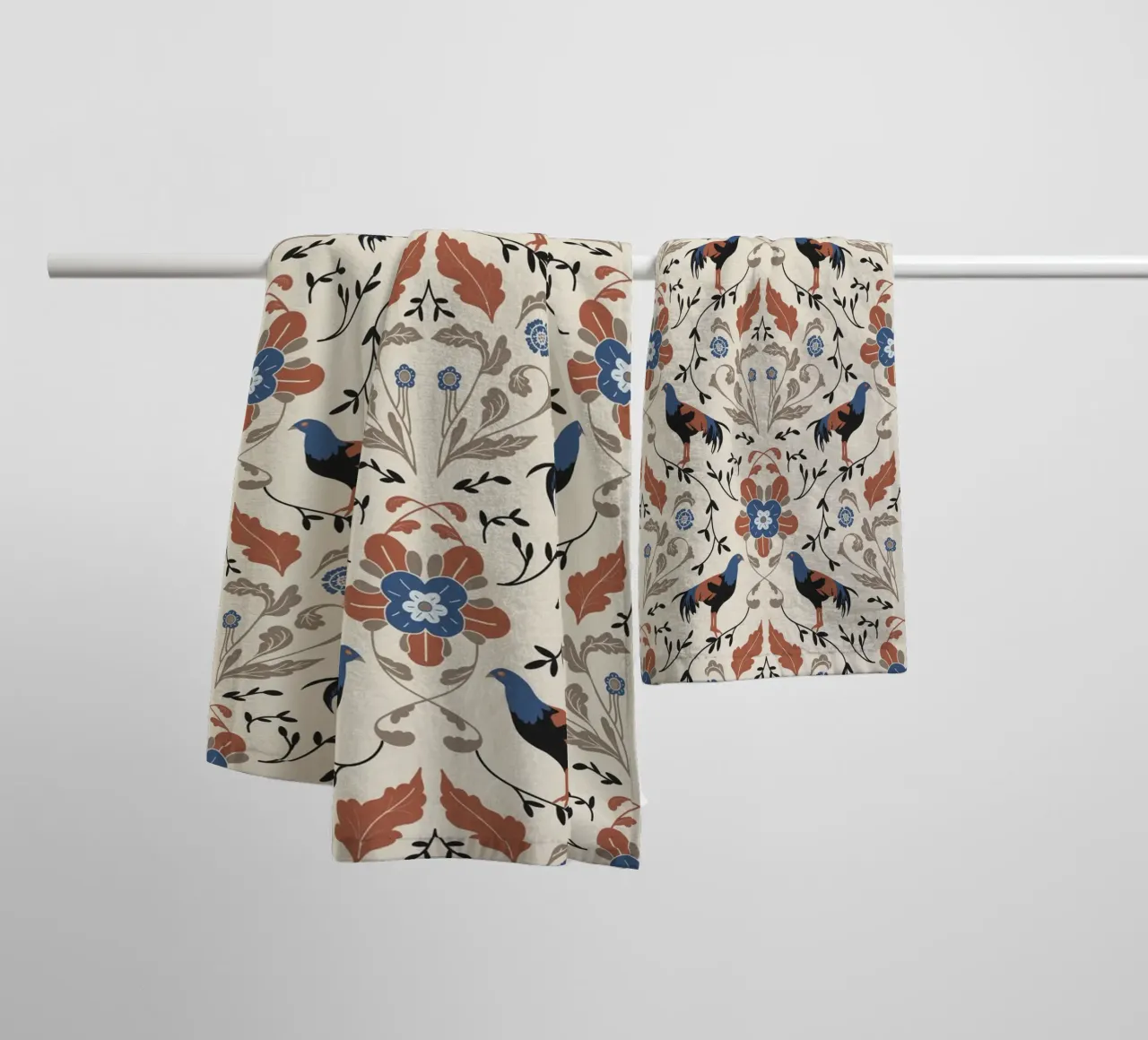 Bohemian Roosters Pattern asciugamano da bagno da anisillustration