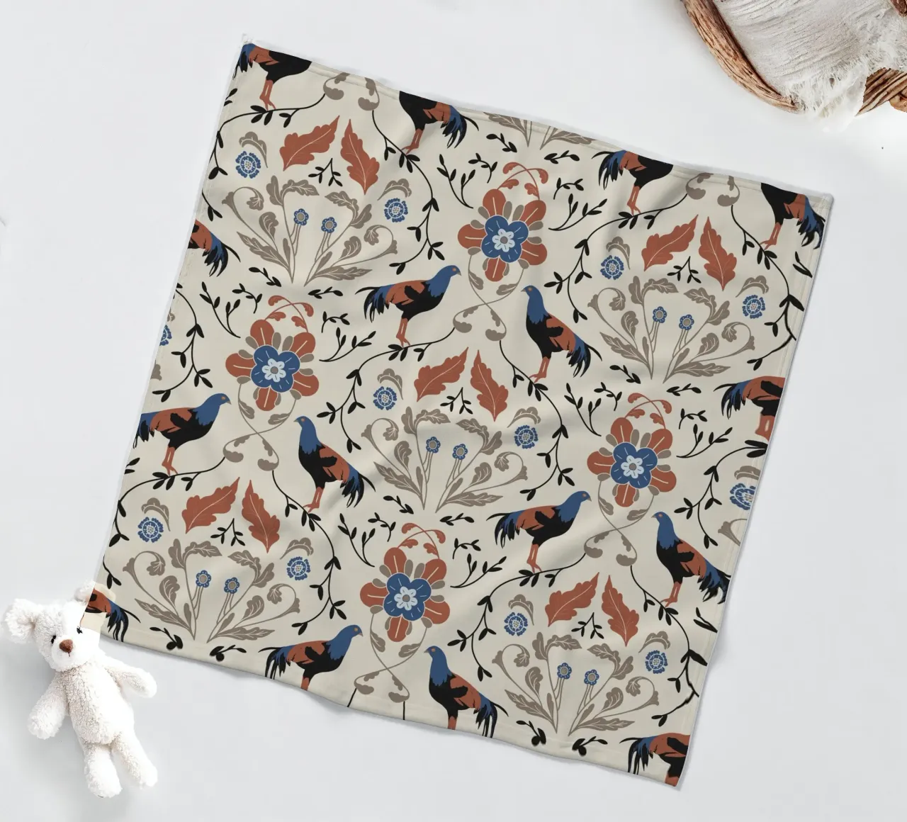 Bohemian Roosters Pattern coperta in pile da anisillustration