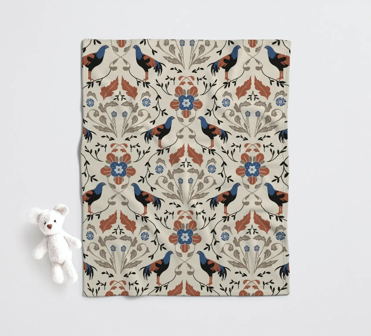 Bohemian Roosters Pattern coperta in pile da anisillustration
