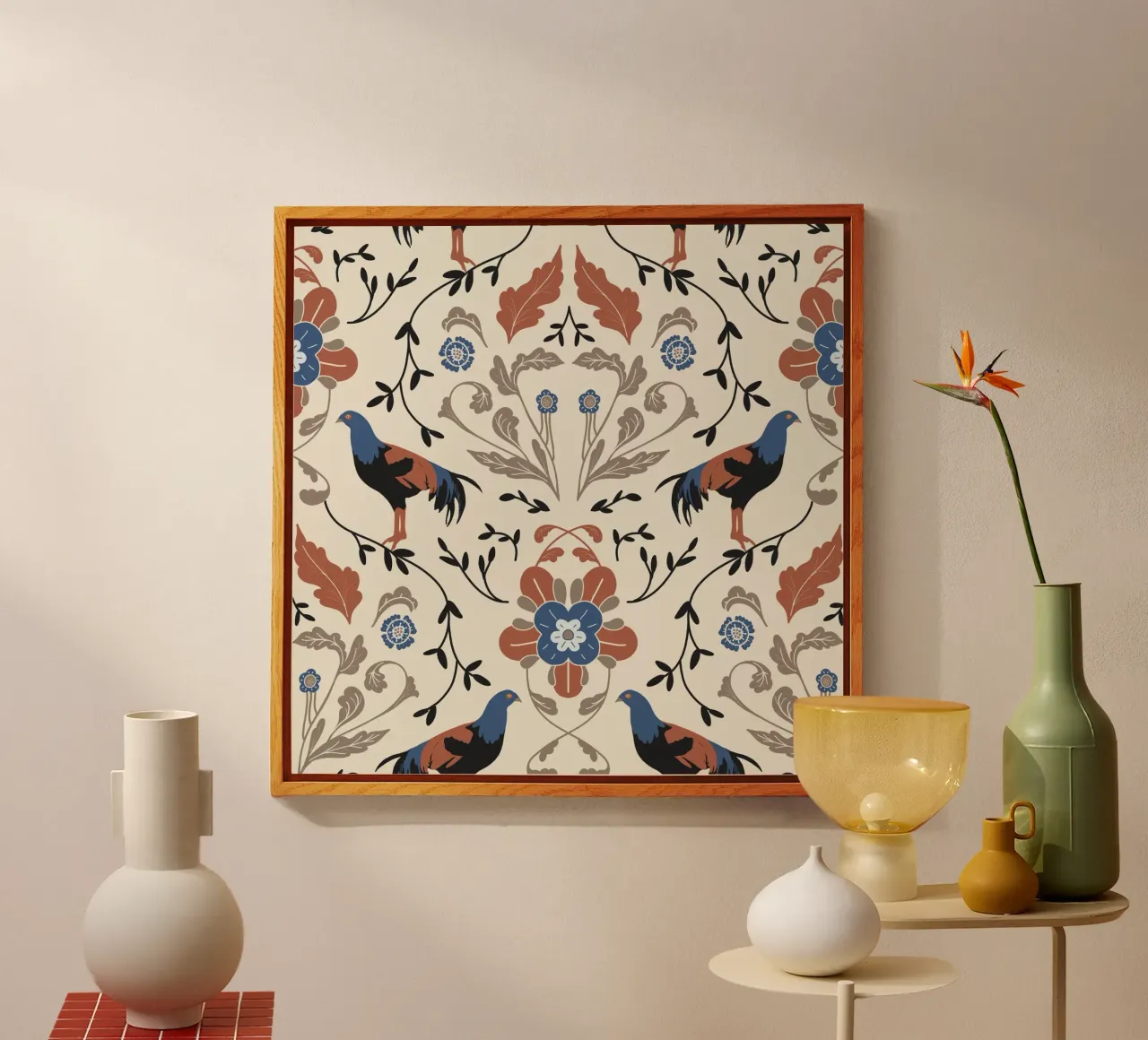 Bohemian Roosters Pattern plexiglass da anisillustration